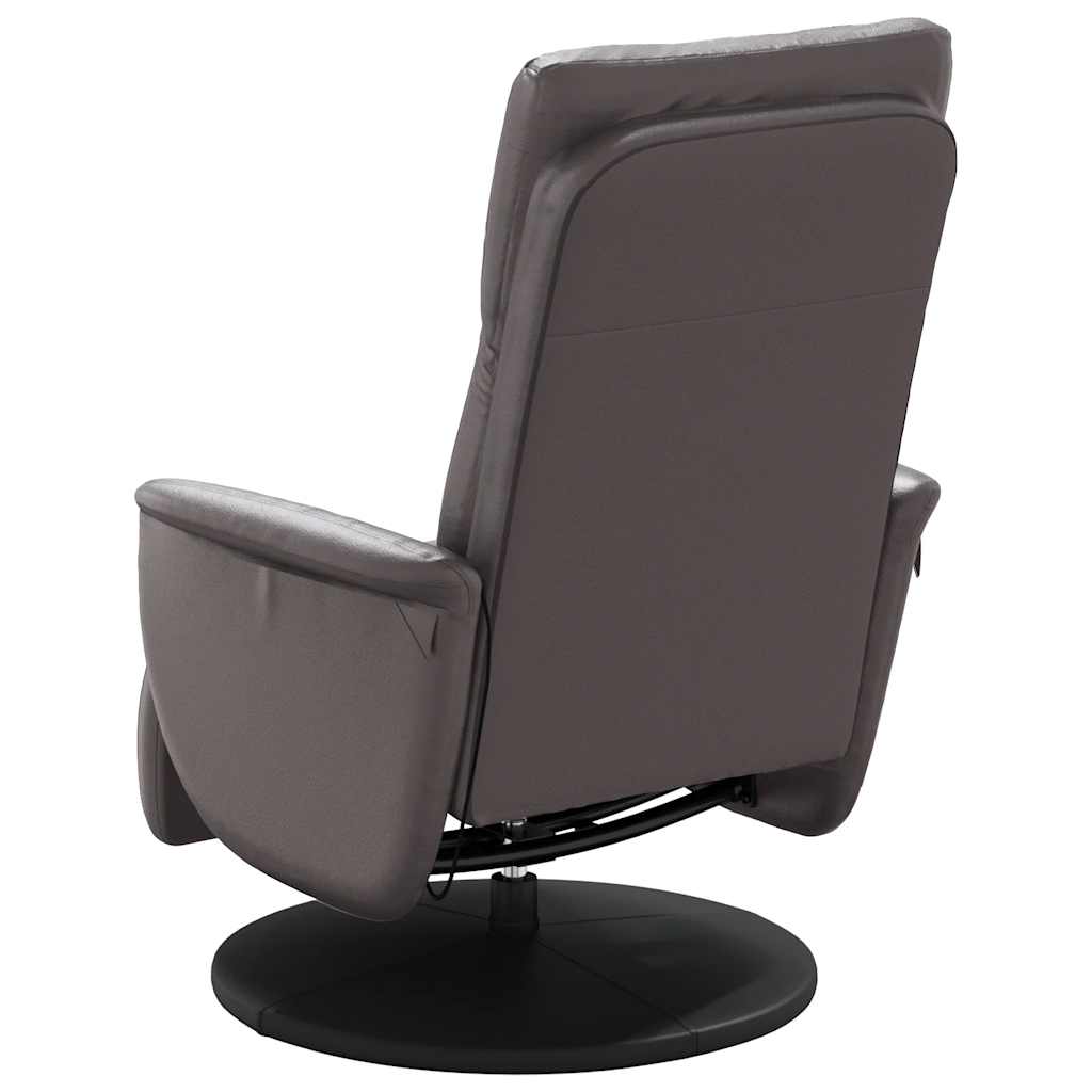 vidaXL Rozkładany fotel masujący z podnóżkiem, szary, sztuczna skóra