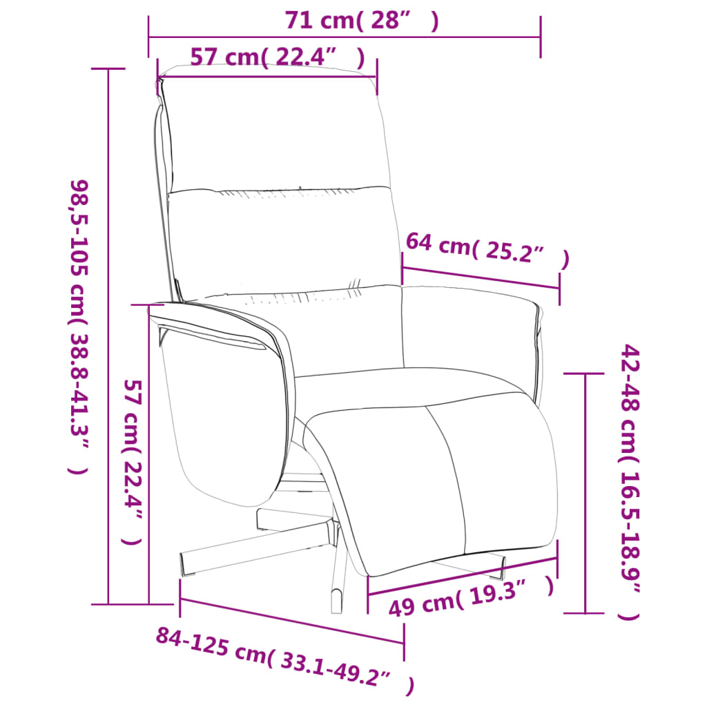 vidaXL Rozkładany fotel z podnóżkiem, brązowy, tkanina