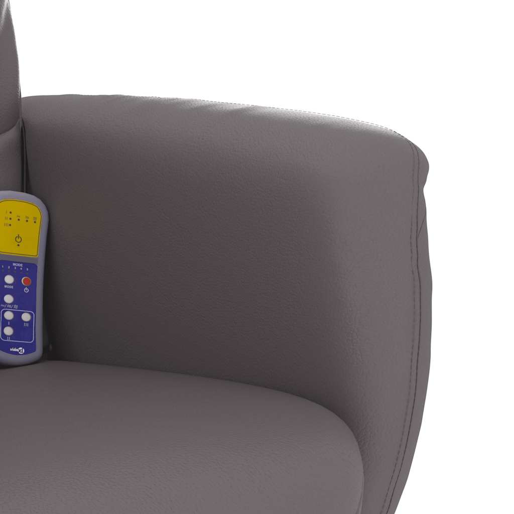 vidaXL Rozkładany fotel masujący z podnóżkiem, szary, sztuczna skóra