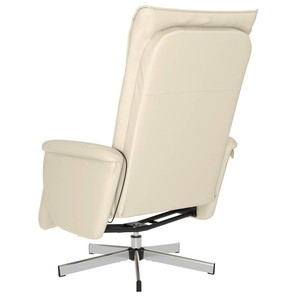 vidaXL Rozkładany fotel masujący z podnóżkiem, kremowy, sztuczna skóra