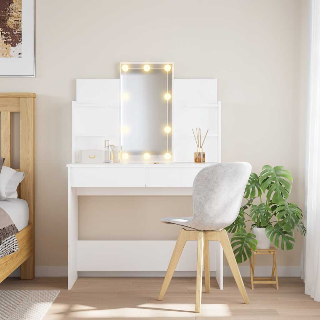 vidaXL Toaletka z oświetleniem LED, biała, 96x40x142 cm