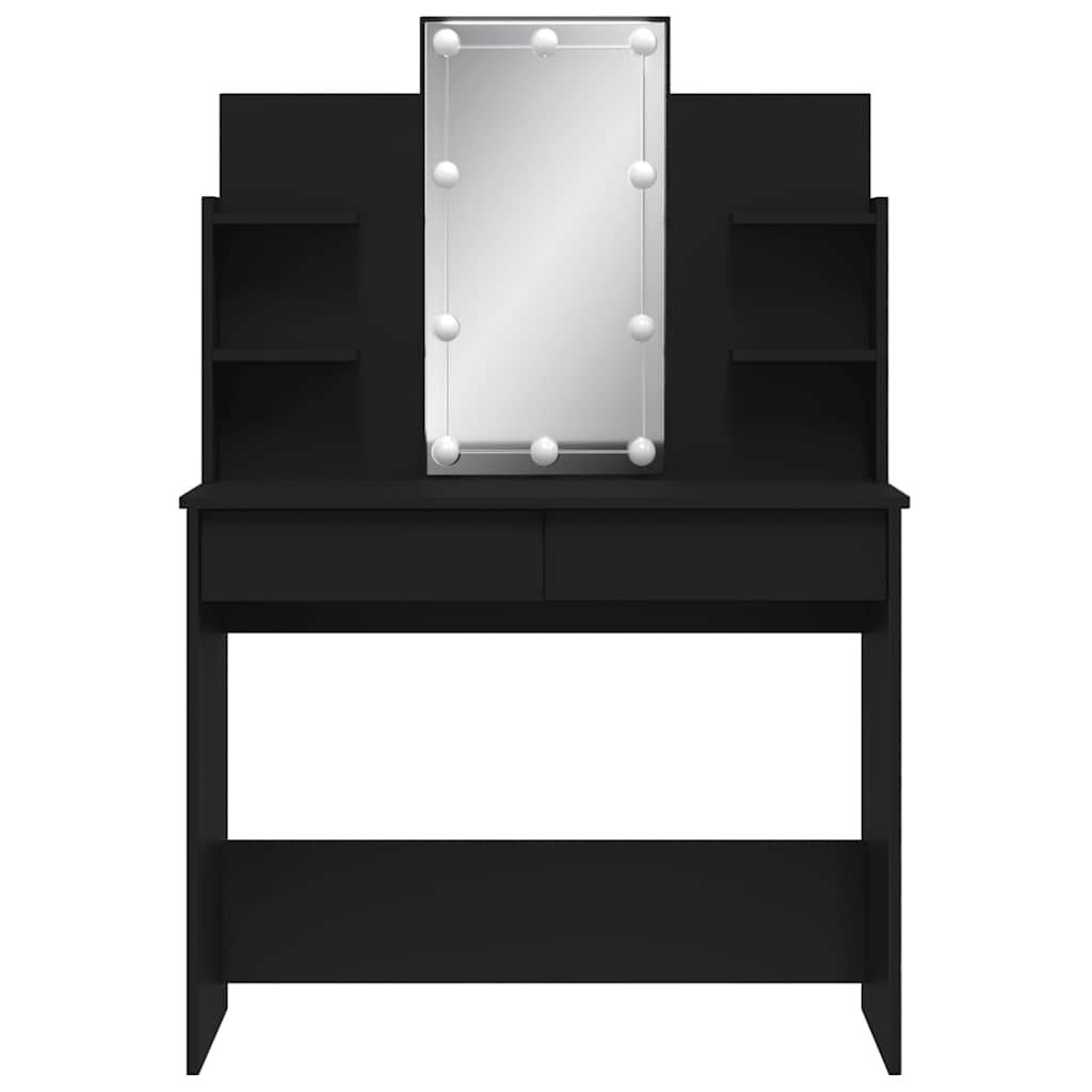 vidaXL Toaletka z oświetleniem LED, czarna, 96x40x142 cm