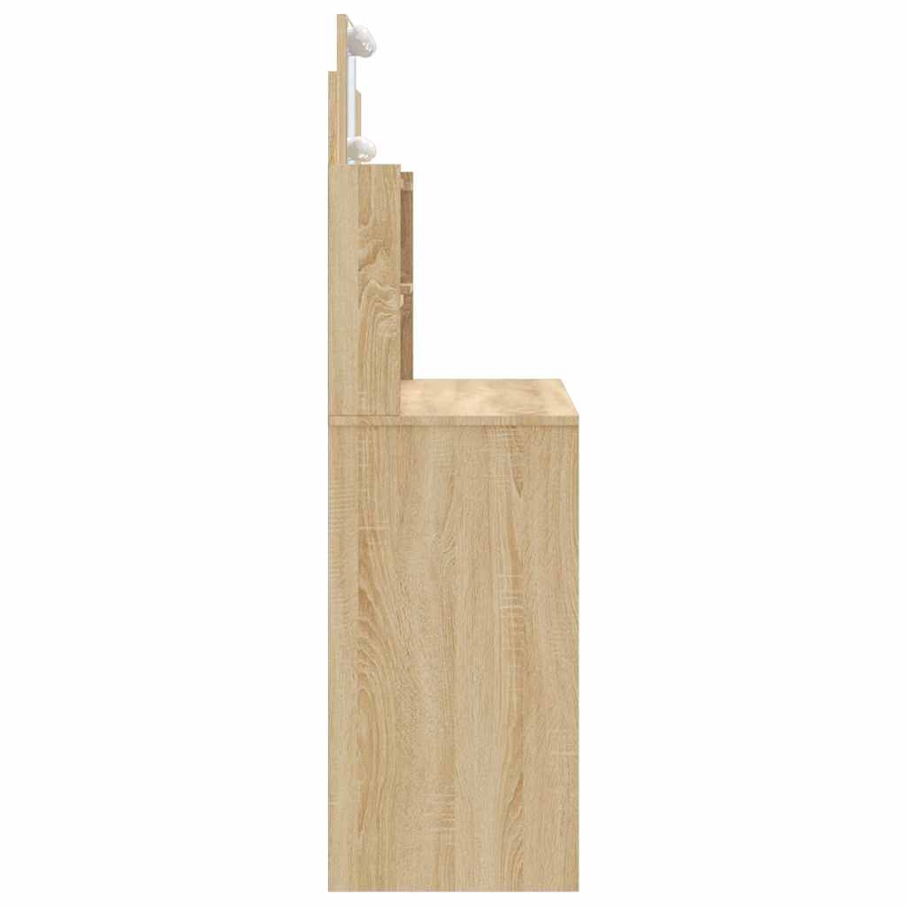 vidaXL Toaletka z oświetleniem LED, dąb sonoma, 96x40x142 cm
