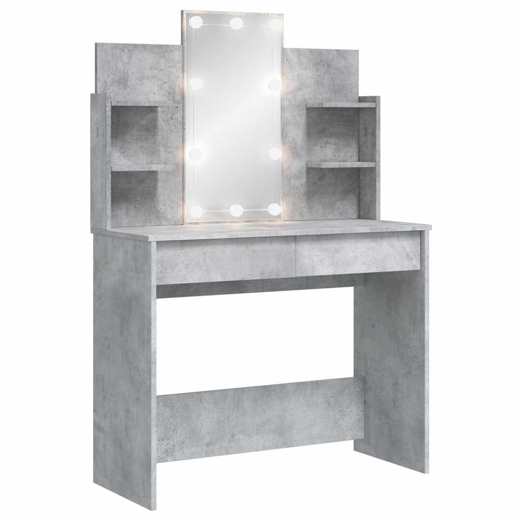 vidaXL Toaletka z oświetleniem LED, szarość betonu, 96x40x142 cm