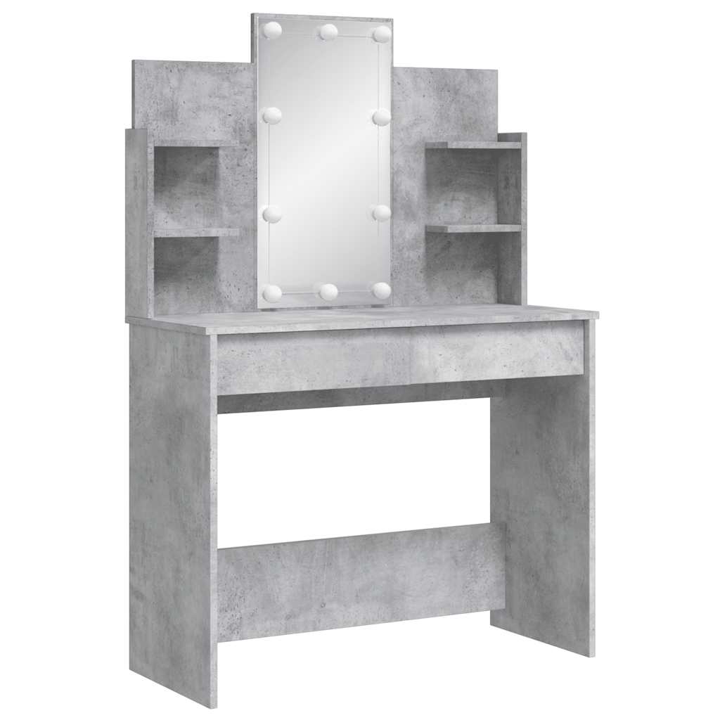 vidaXL Toaletka z oświetleniem LED, szarość betonu, 96x40x142 cm