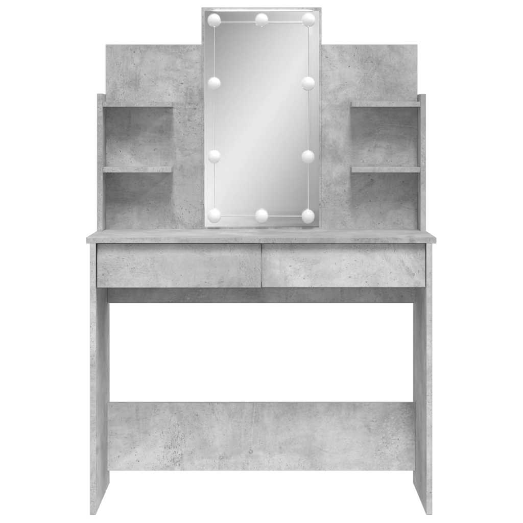 vidaXL Toaletka z oświetleniem LED, szarość betonu, 96x40x142 cm