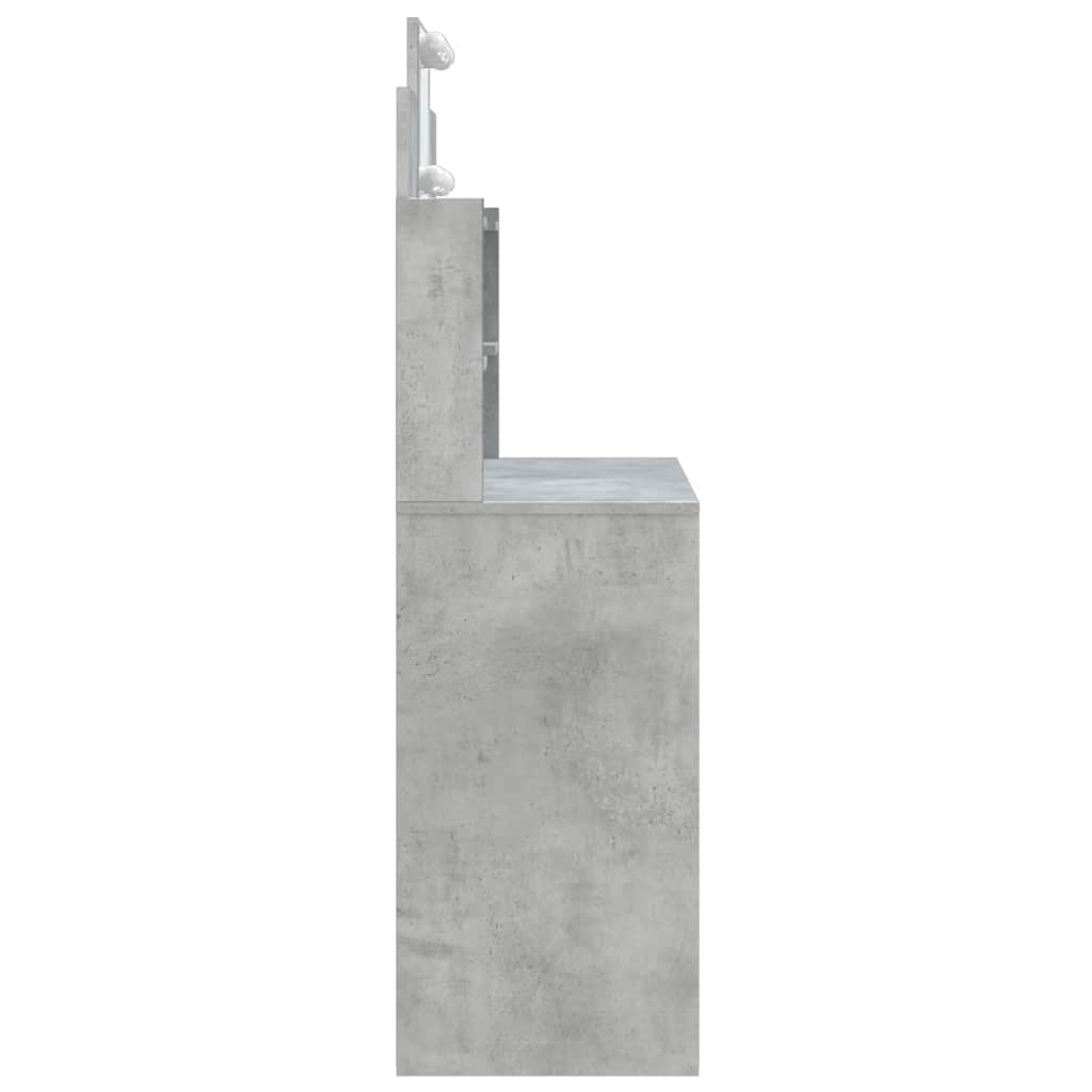 vidaXL Toaletka z oświetleniem LED, szarość betonu, 96x40x142 cm