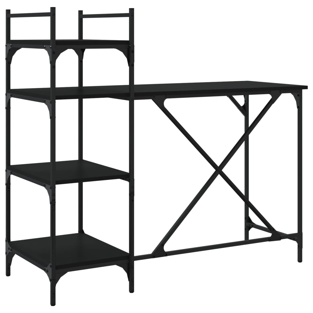vidaXL Biurko komputerowe z półkami, czarne, 120x47x109 cm