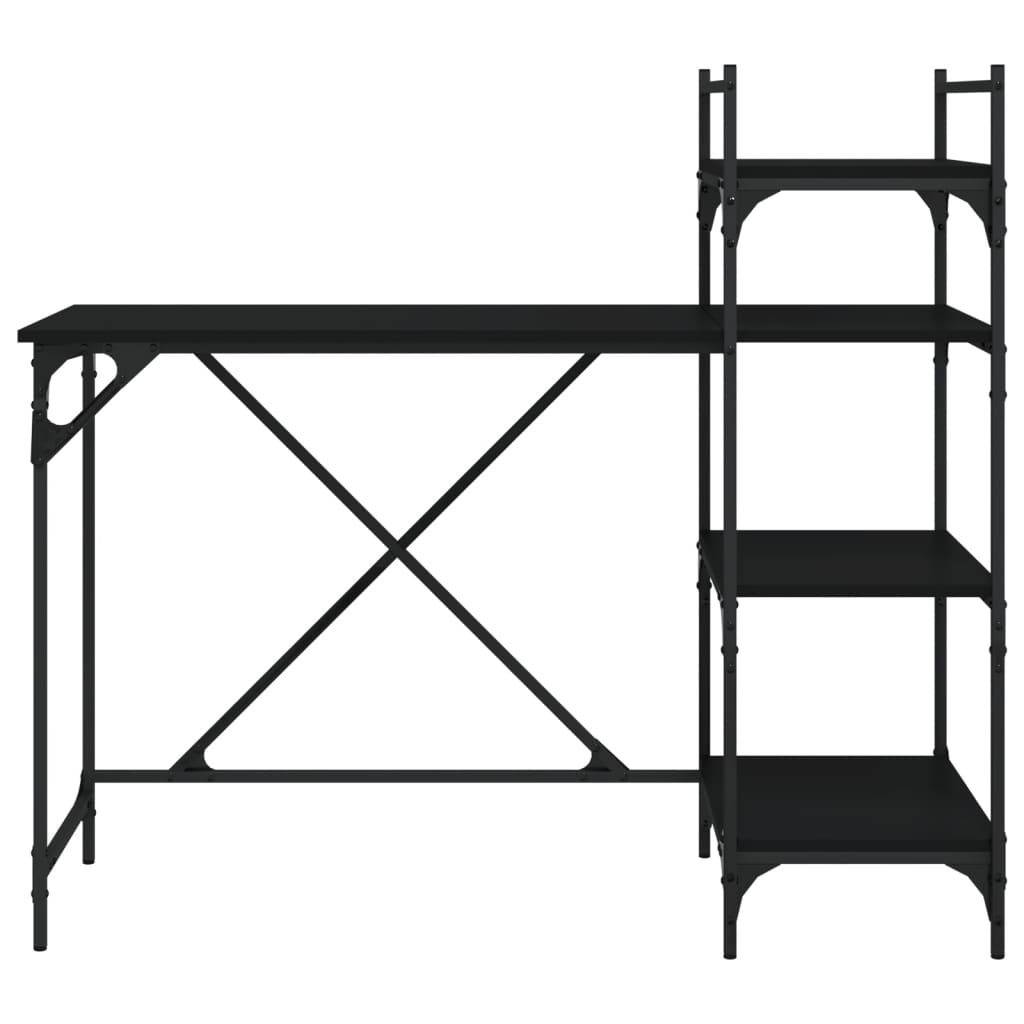 vidaXL Biurko komputerowe z półkami, czarne, 120x47x109 cm