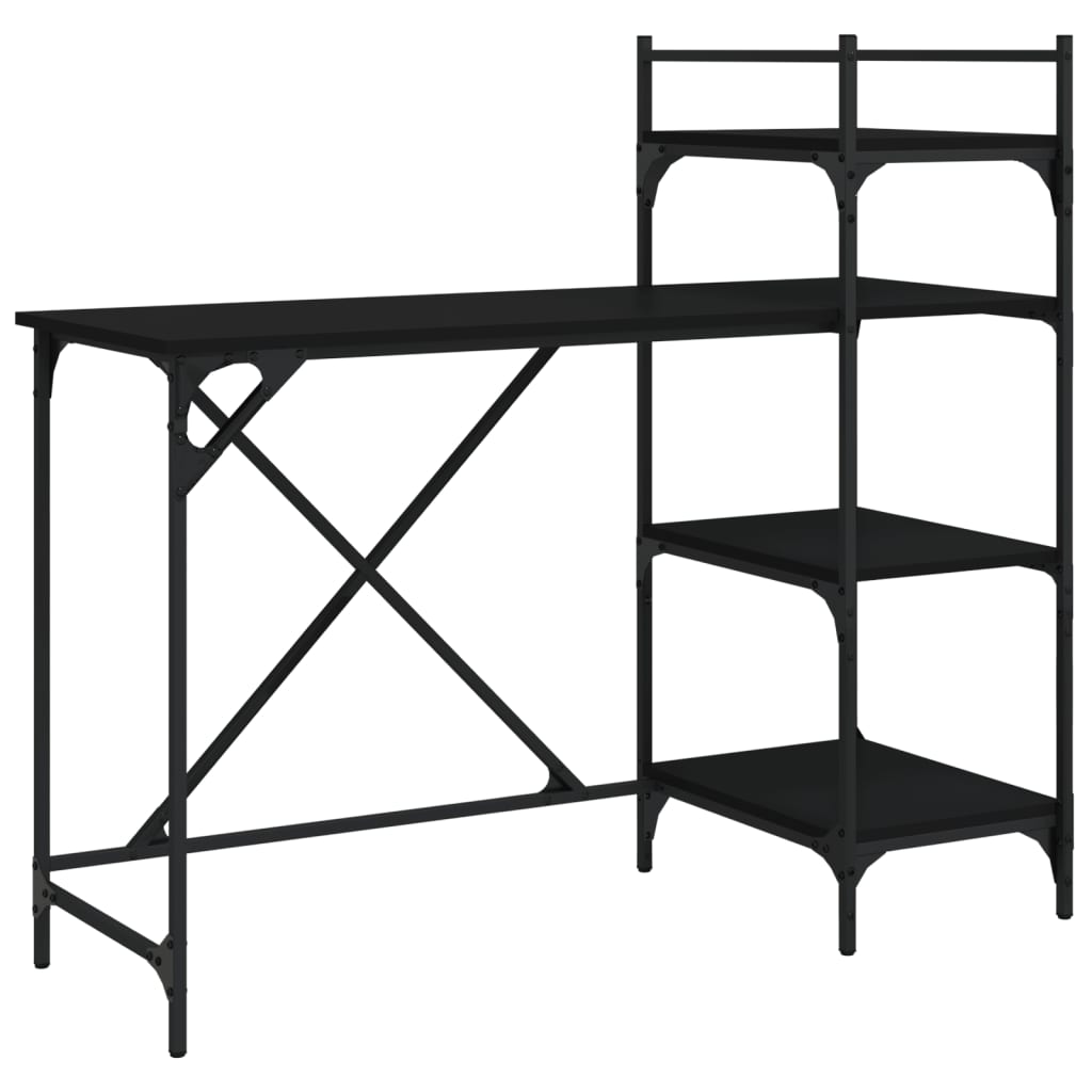 vidaXL Biurko komputerowe z półkami, czarne, 120x47x109 cm