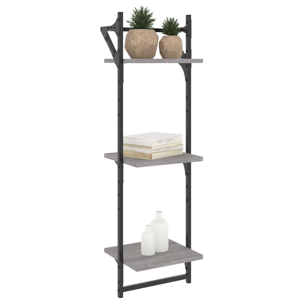 vidaXL 3-poziomowe półki z drążkami 2 szt. szary dąb sonoma 30x25x100