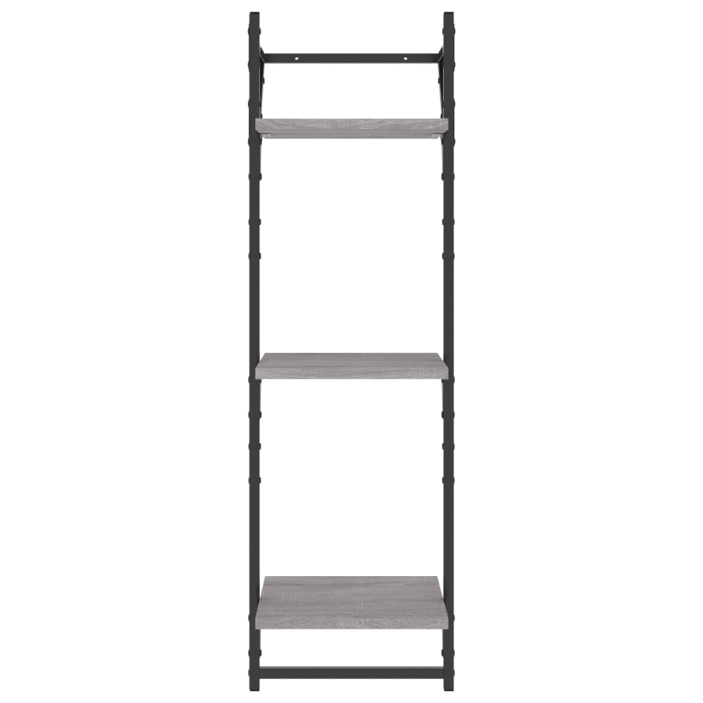 vidaXL 3-poziomowe półki z drążkami 2 szt. szary dąb sonoma 30x25x100