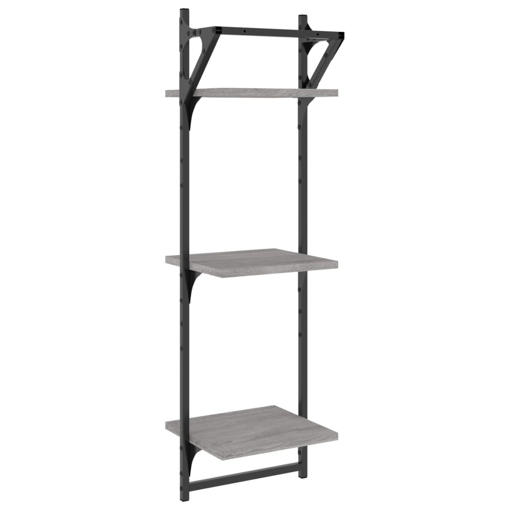 vidaXL 3-poziomowe półki z drążkami 2 szt. szary dąb sonoma 30x25x100