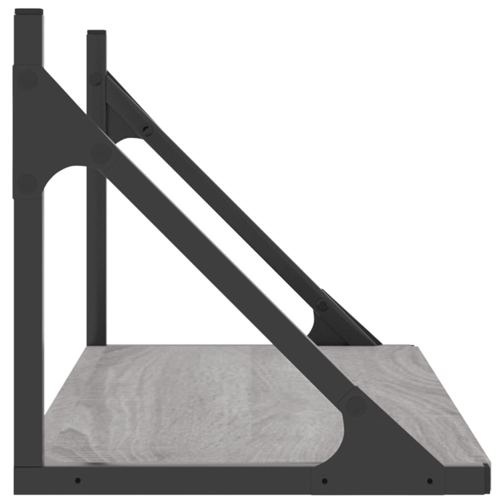 vidaXL Półki ścienne, 2 szt., szary dąb sonoma, 60x25x25,5 cm