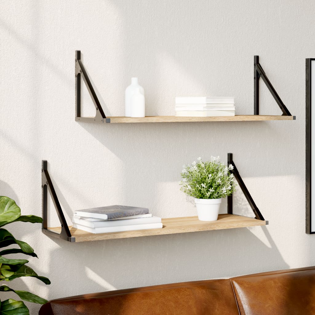 vidaXL Półki ścienne 2 szt. Dąb Sonoma 80x25x25,5 cm Drewno klejone