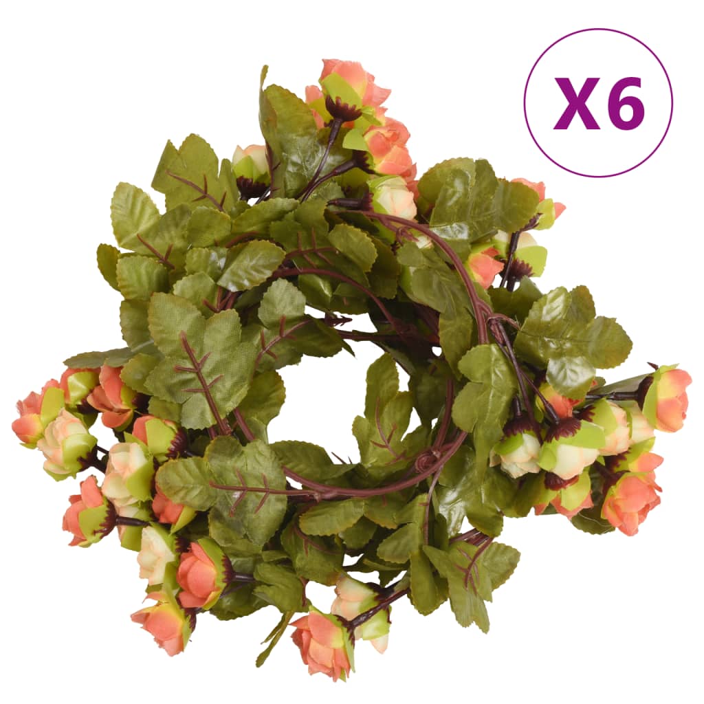 vidaXL Girlandy kwiatowe 6 szt., słoneczna czerwień, 215 cm