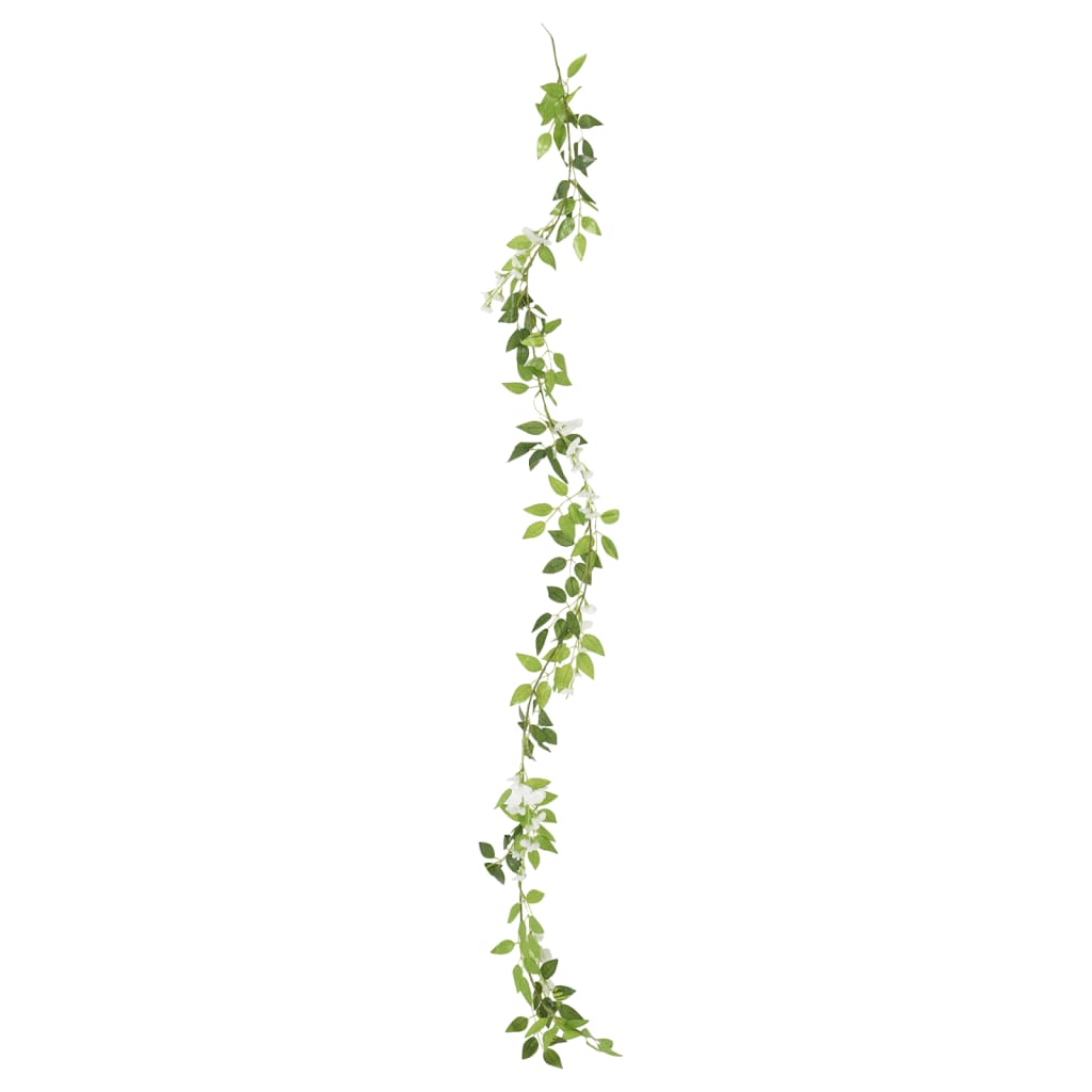 vidaXL Girlandy kwiatowe, 6 szt., białe, 200 cm