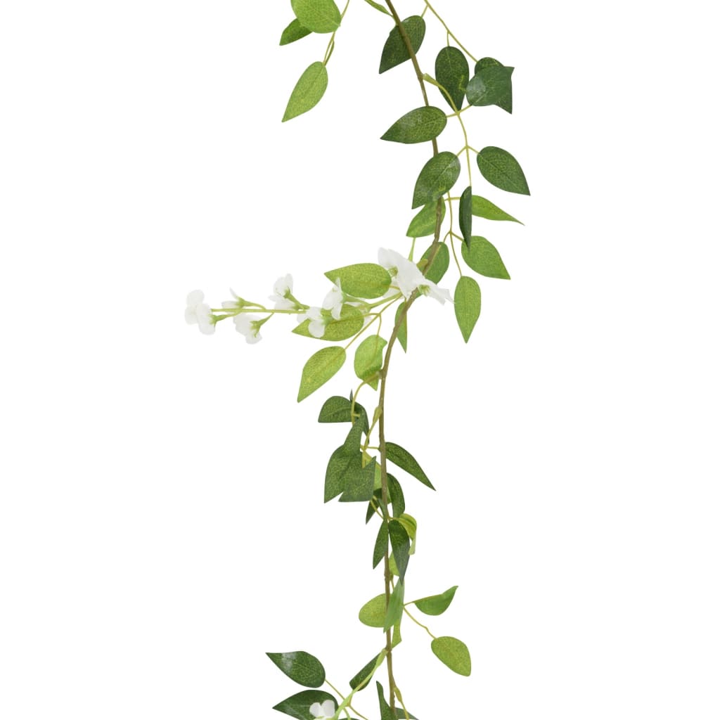 vidaXL Girlandy kwiatowe, 6 szt., białe, 200 cm