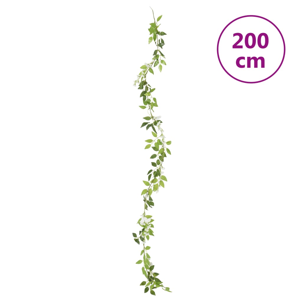 vidaXL Girlandy kwiatowe, 6 szt., białe, 200 cm