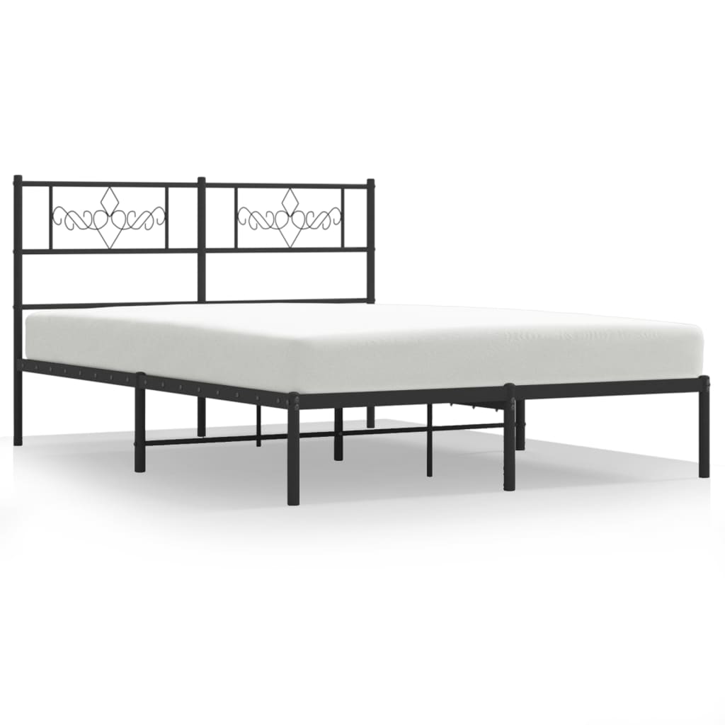 vidaXL Metalowa rama łóżka z wezgłowiem, czarna, 120x200 cm