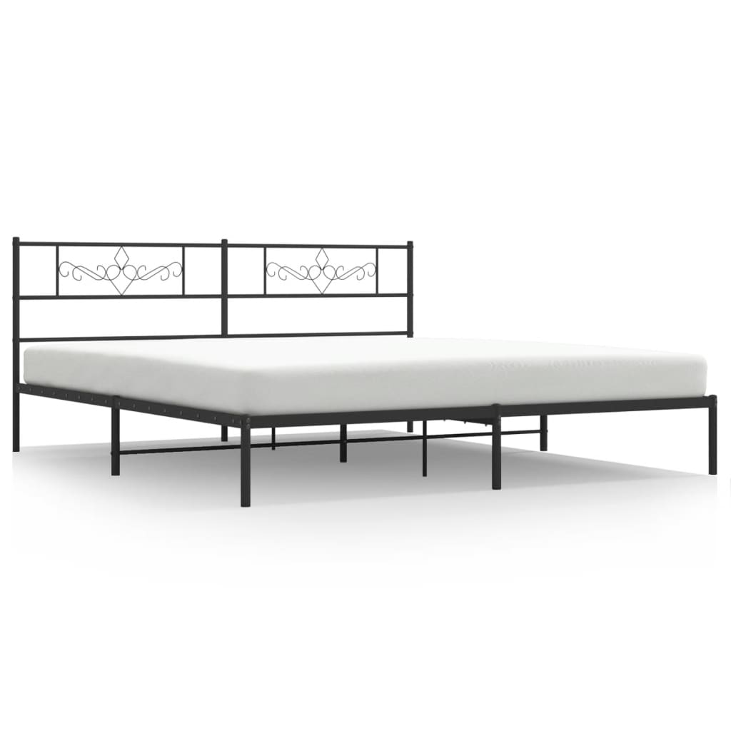 vidaXL Metalowa rama łóżka z wezgłowiem, czarna, 180x200 cm