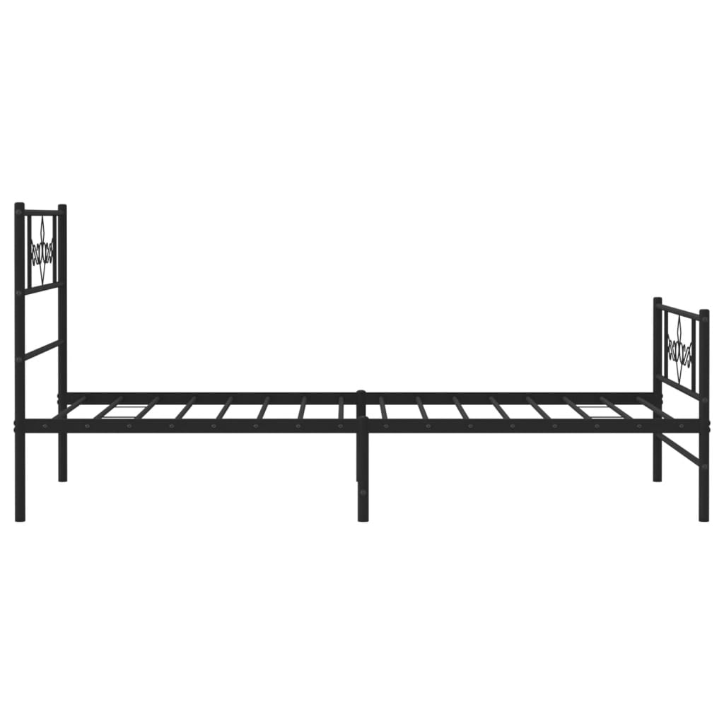 vidaXL Metalowa rama łóżka z wezgłowiem i zanóżkiem, czarna, 90x190 cm