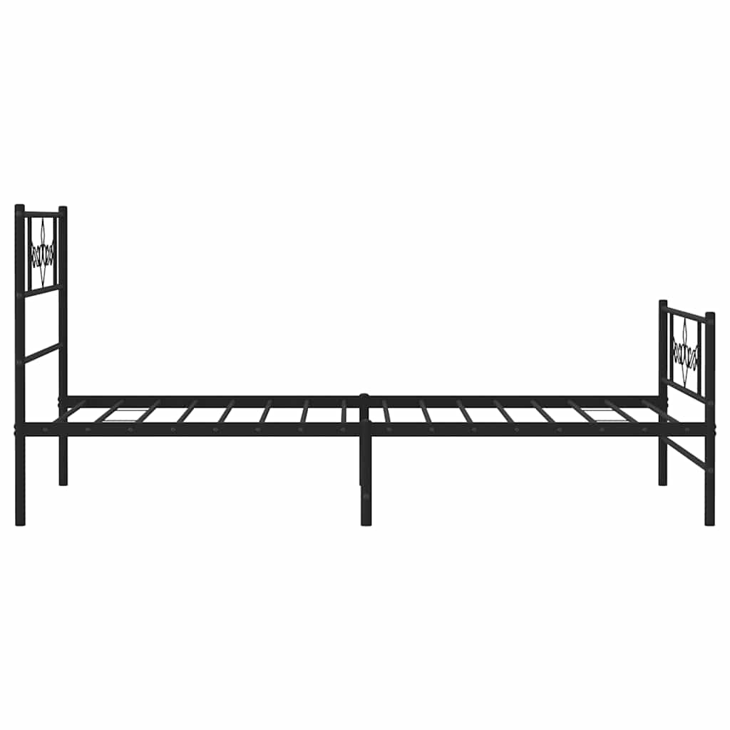 vidaXL Metalowa rama łóżka z wezgłowiem i zanóżkiem, czarna, 100x200cm