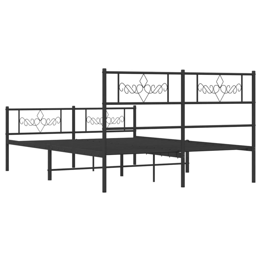 vidaXL Metalowa rama łóżka z wezgłowiem i zanóżkiem, czarna, 140x200cm