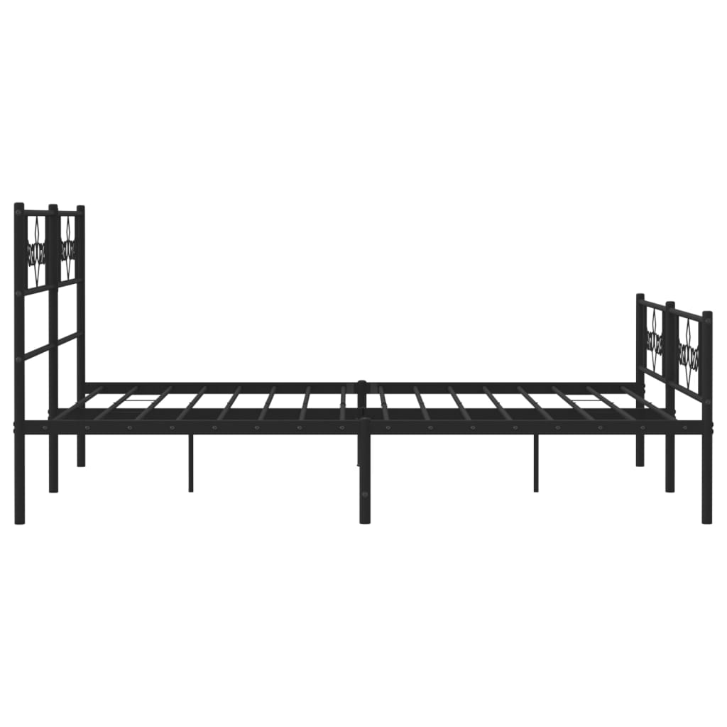 vidaXL Metalowe łóżko z zanóżkiem, bez materaca, czarne, 160x200 cm