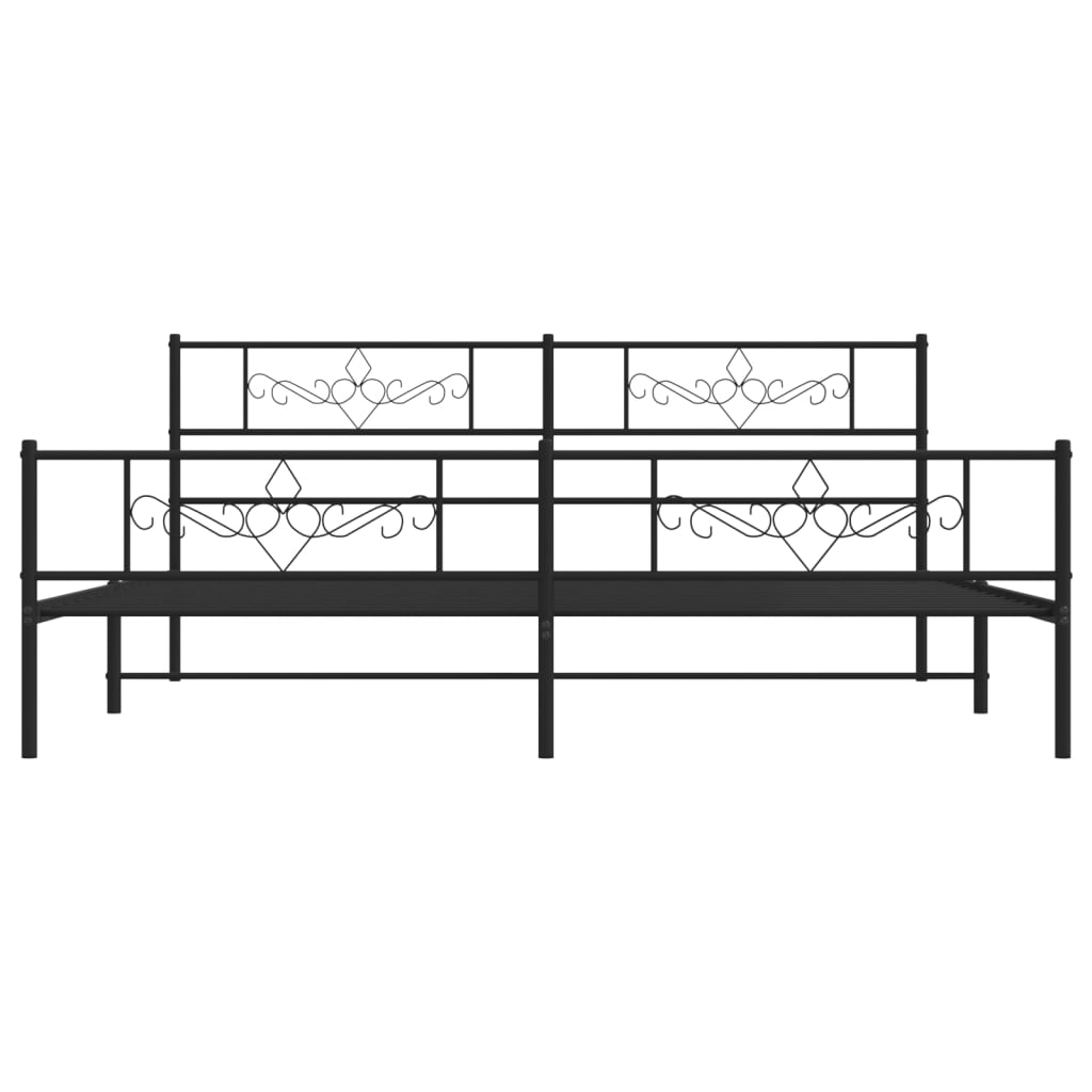 vidaXL Metalowe łóżko z zanóżkiem, bez materaca, czarne, 180x200 cm