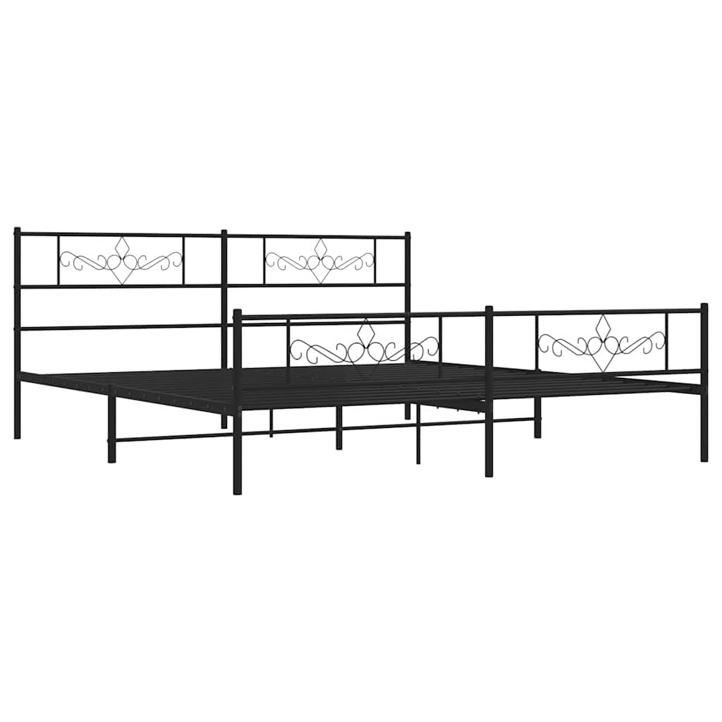 vidaXL Metalowa rama łóżka z wezgłowiem i zanóżkiem, czarna, 183x213cm