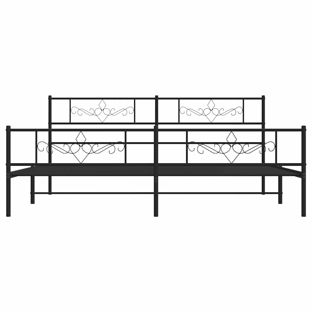 vidaXL Metalowa rama łóżka z wezgłowiem i zanóżkiem, czarna, 183x213cm