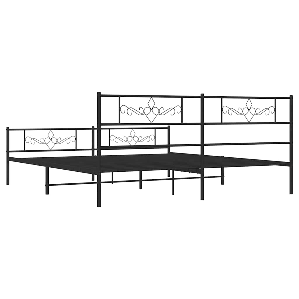 vidaXL Metalowa rama łóżka z wezgłowiem i zanóżkiem, czarna, 183x213cm