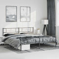 vidaXL Metalowa rama łóżka z wezgłowiem i zanóżkiem, czarna, 183x213cm