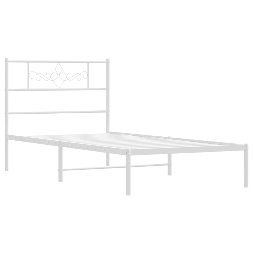 vidaXL Metalowa rama łóżka z wezgłowiem, biała, 100x200 cm