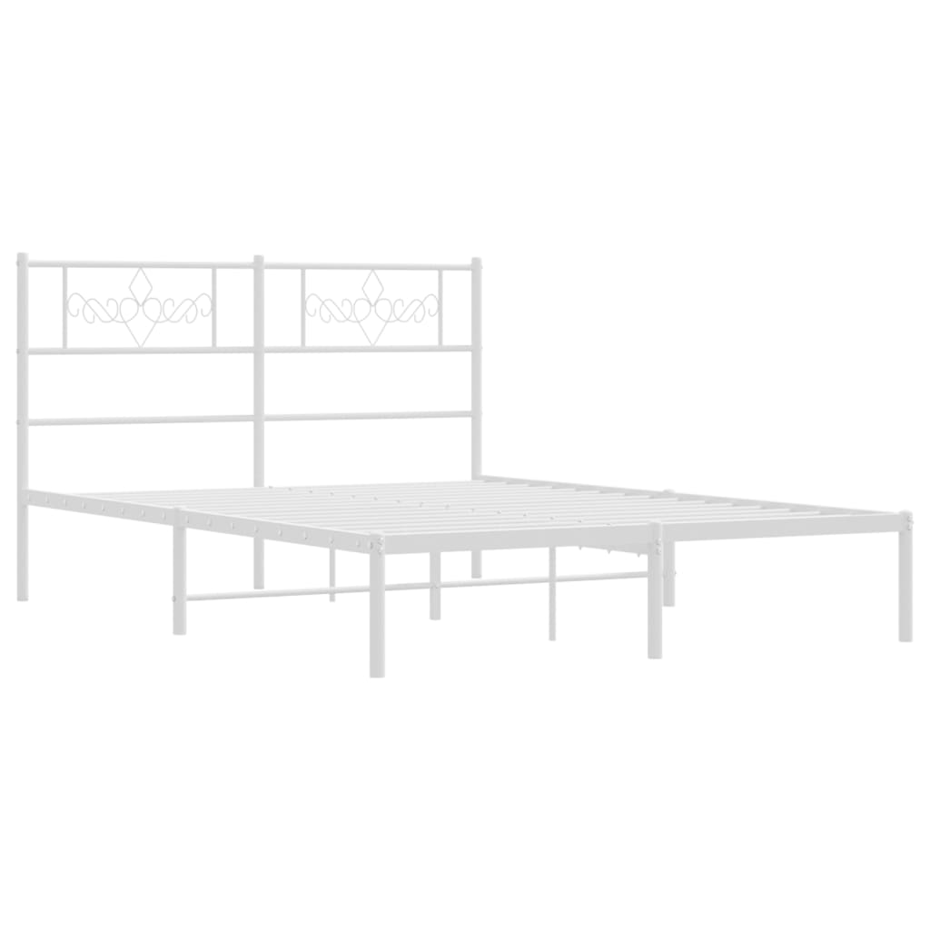 vidaXL Metalowa rama łóżka z wezgłowiem, biała, 120x190 cm