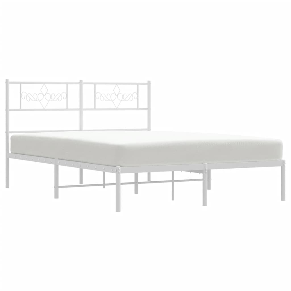 vidaXL Metalowa rama łóżka z wezgłowiem, biała, 120x190 cm