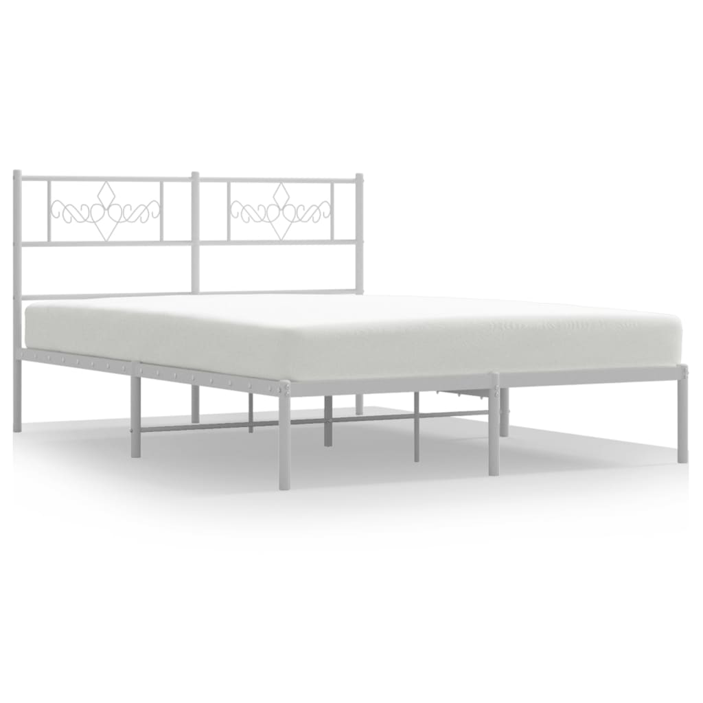 vidaXL Metalowa rama łóżka z wezgłowiem, biała, 120x200 cm