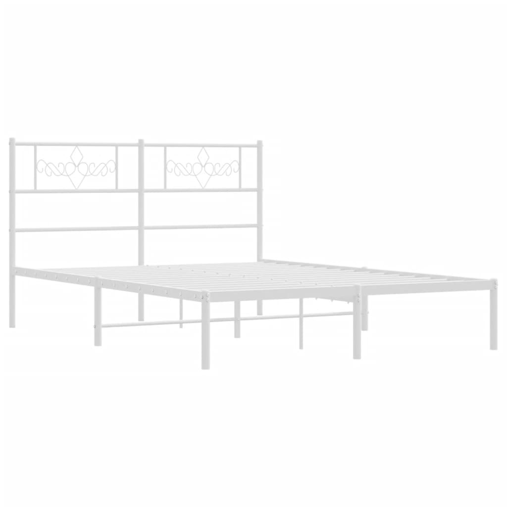 vidaXL Metalowa rama łóżka z wezgłowiem, biała, 120x200 cm