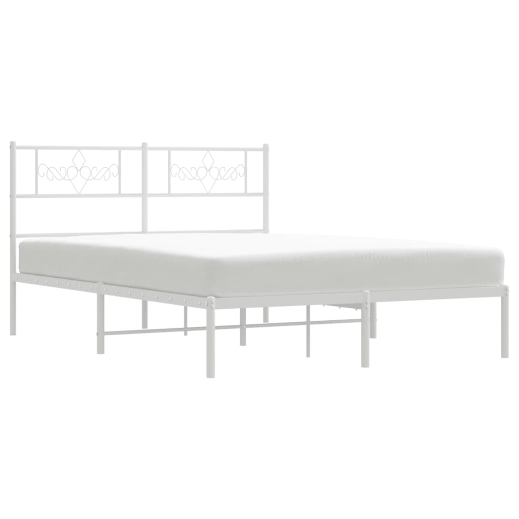 vidaXL Metalowa rama łóżka z wezgłowiem, biała, 140x190 cm