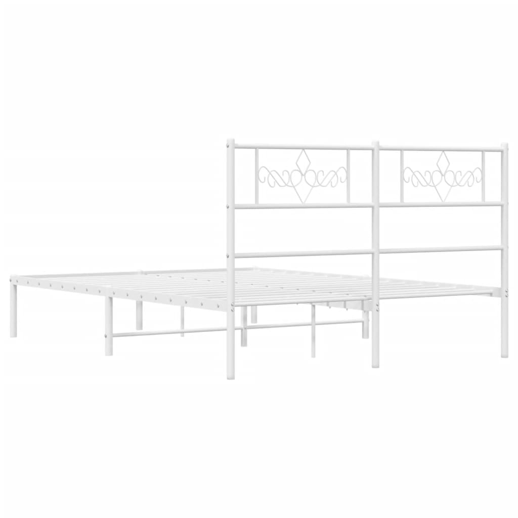 vidaXL Metalowa rama łóżka z wezgłowiem biała, 140x200 cm