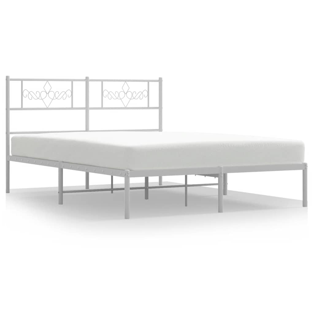vidaXL Metalowa rama łóżka z wezgłowiem, biała, 150x200 cm