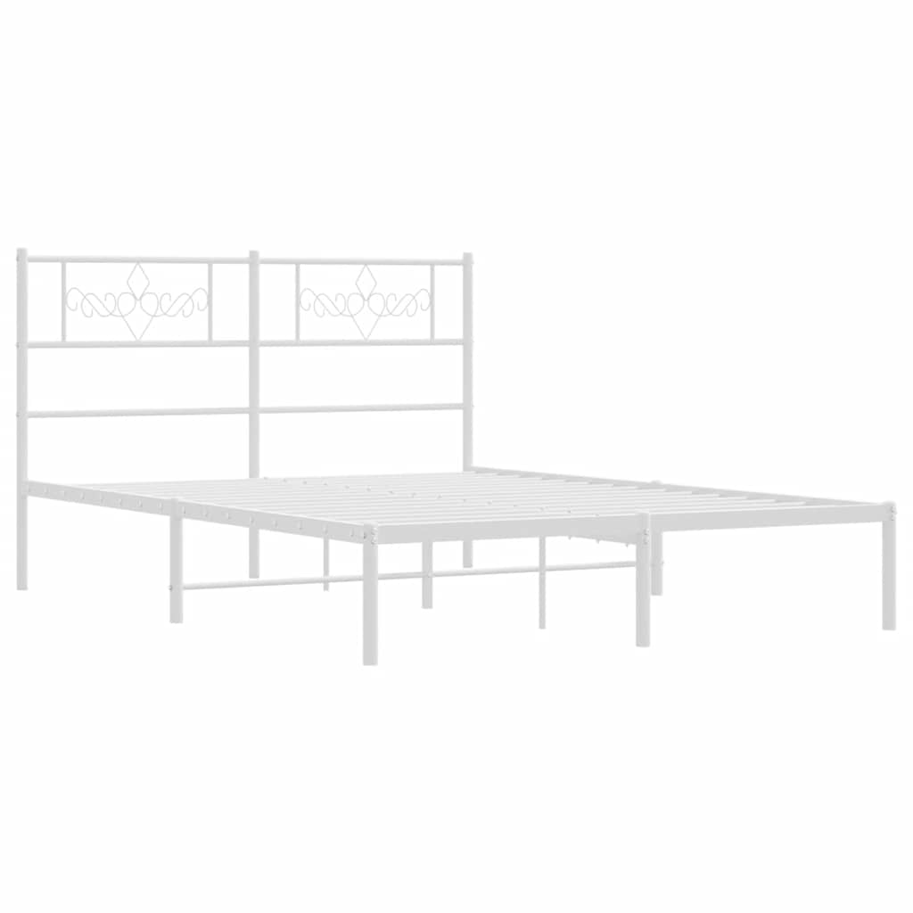 vidaXL Metalowa rama łóżka z wezgłowiem, biała, 150x200 cm