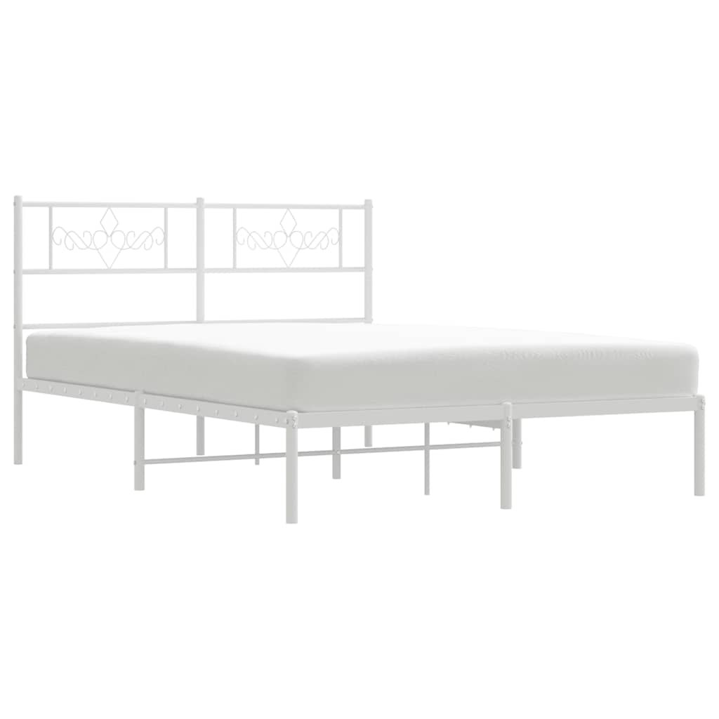 vidaXL Metalowa rama łóżka z wezgłowiem, biała, 150x200 cm