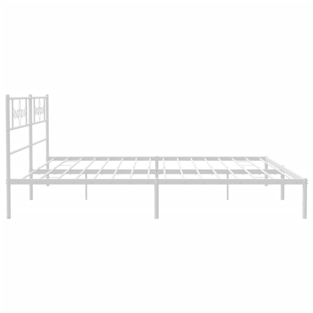 vidaXL Metalowa rama łóżka z wezgłowiem, biała, 200x200 cm