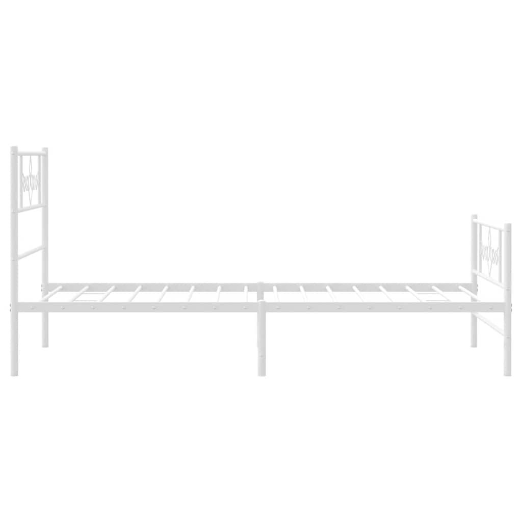 vidaXL Metalowa rama łóżka z wezgłowiem i zanóżkiem, biała, 100x200 cm