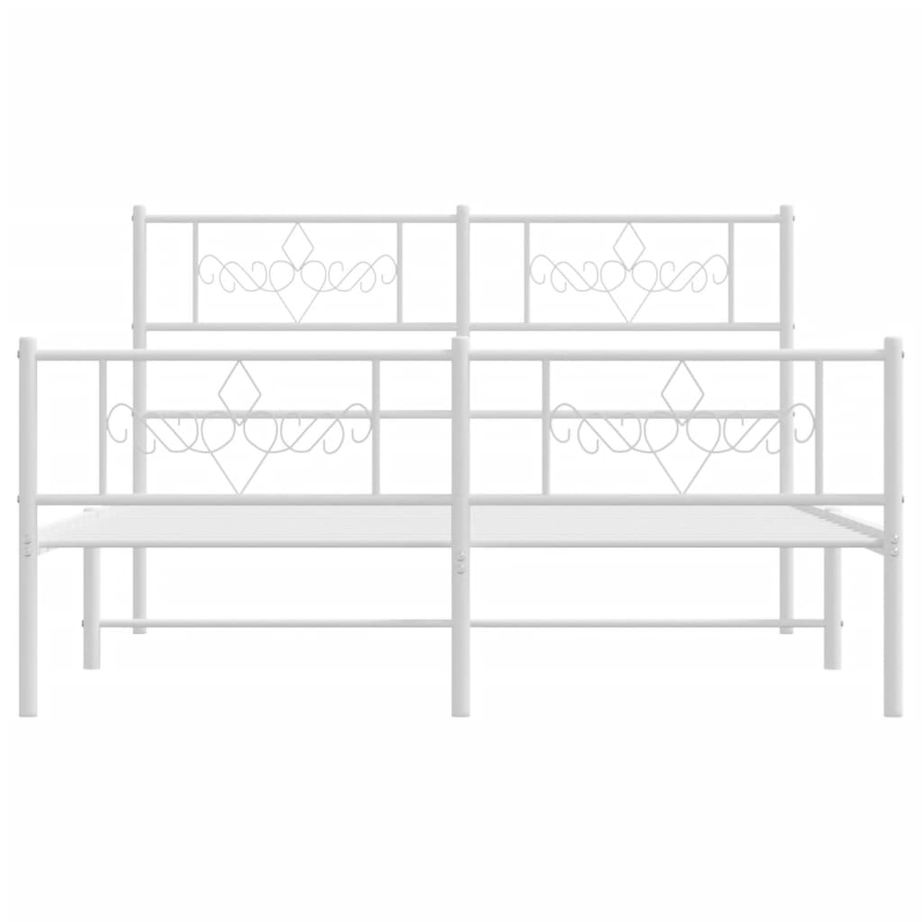 vidaXL Metalowa rama łóżka z wezgłowiem i zanóżkiem, biała, 120x190 cm