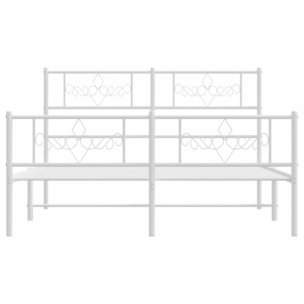 vidaXL Metalowa rama łóżka z wezgłowiem i zanóżkiem, biała, 140x200 cm