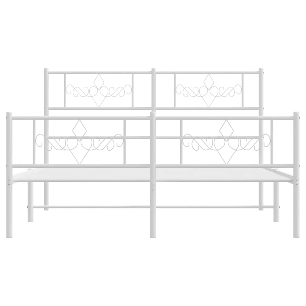 vidaXL Metalowa rama łóżka z wezgłowiem i zanóżkiem, biała, 150x200 cm