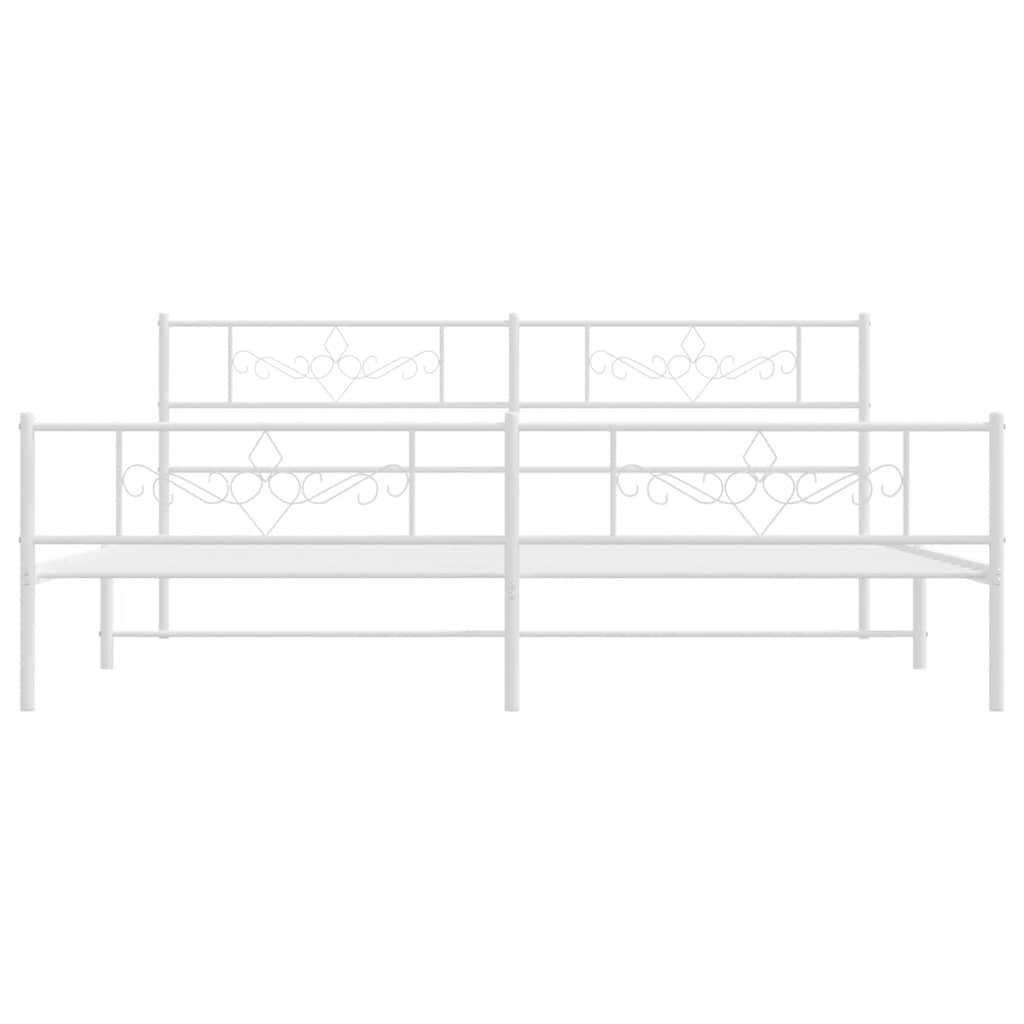 vidaXL Metalowa rama łóżka z wezgłowiem i zanóżkiem, biała, 183x213 cm